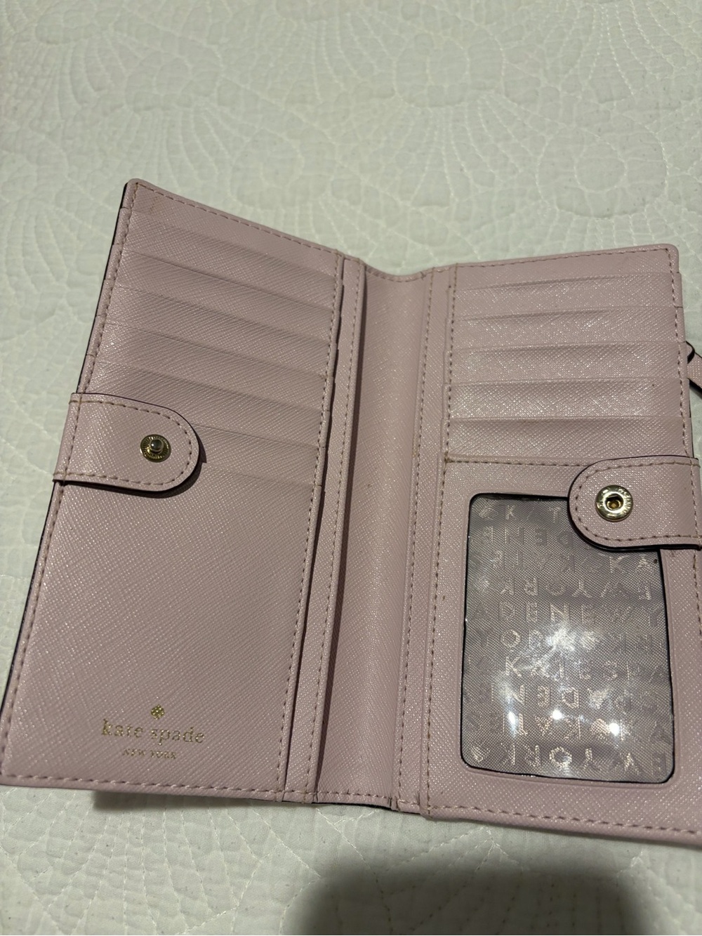 kate spade Pink Saffiano Leather Long Bifold Card Holder - Picture 2 of 3